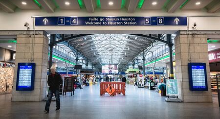 Dublin, Ireland - February 13, 2019: atmosphere inside Heuston train station where people walk in the city center on a winter dayのeditorial素材