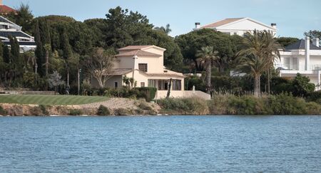 Quinta do Lago, Portugal - May 2, 2018: view of a luxury villa around the lake of Quinta do Lago on a spring dayのeditorial素材