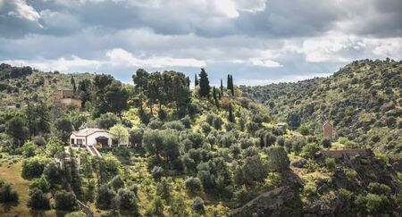Toledo, Spain - April 28, 2018: beautiful house on the hills of Toledo on a spring dayのeditorial素材