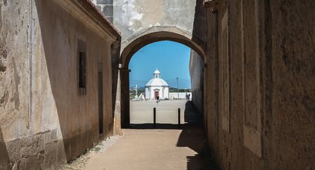 Cape Espichel near Sesimbra, Portugal - August 8, 2018: Architectural detail of the Cape Espichel...