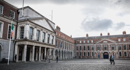 Dublin, Ireland - February 16, 2019: Architectural detail of Dublin Castle which was the seat of British power in Dublin from 1171 to 1922のeditorial素材