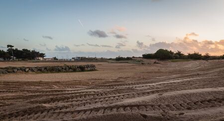 Bretignolles sur Mer, France - October 9, 2019: view of a nature transformed by the passage of buldozer in a zone of protest ZAD (Acronym of Zone to Defend) against the construction of the portのeditorial素材