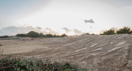 Bretignolles sur Mer, France - October 9, 2019: view of a nature transformed by the passage of buldozer in a zone of protest ZAD (Acronym of Zone to Defend) against the construction of the portのeditorial素材