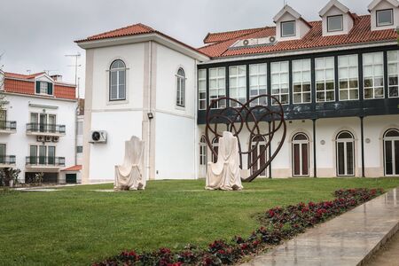 Alcobaca, Portugal - April 13, 2019 - Architecture detail of the garden of love on a spring day with sculptures - The Royal Trones of sculptors Thierry Ferreira and Renato Silvaのeditorial素材