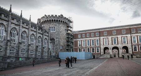 Dublin, Ireland - February 16, 2019: Architectural detail of Dublin Castle which was the seat of British power in Dublin from 1171 to 1922のeditorial素材