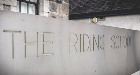 Dublin, Ireland - February 13, 2019: Architectural detail of the riding school near the National Museum on a winter dayのeditorial素材