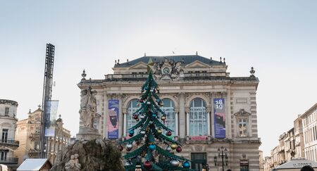 Montpellier, France - January 2, 2019: Architectural detail of the Montpellier Opera Orchestra...