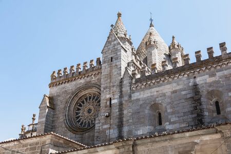 architectural detail of the cathedral cathedral basilica Our Lady of the Assumption of Evora,...