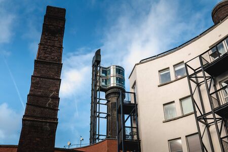 Dublin, Ireland - February 16, 2019: Architectural detail of the old Irish whiskey distillery of the commercial brand Jameson on a winter dayのeditorial素材