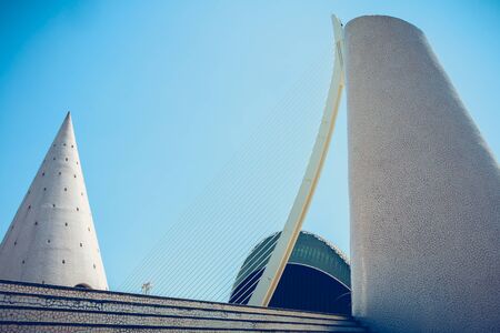 Valencia, Spain - June 17, 2017: architectural detail of the City of Arts and Sciences designed by the architect and engineer Santiago Calatrava, as well as by Felix Candela, was inaugurated in 1998のeditorial素材