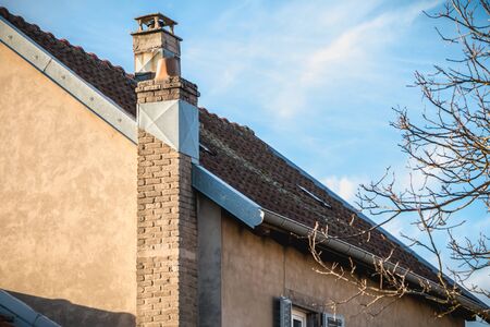 Beaucourt, France - December 26, 2017: architectural detail of typical residential house of a small town in the east of France on a winter dayのeditorial素材