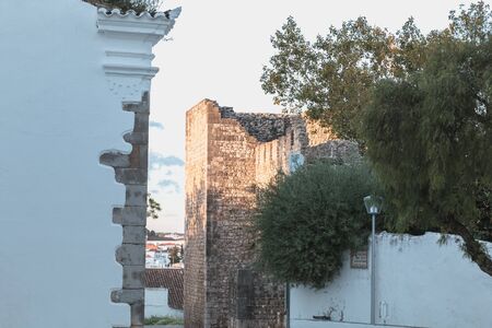 Tavira, Portugal - April 30, 2018: Typical house architecture detail in the historic city center on a spring dayのeditorial素材