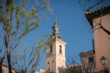 architectural detail of the church of Saints Justo and Pastor in the historic city center of Toledo, Spainの写真素材