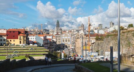Porto, Portugal - November 30, 2018: View of the typical architecture of the historic city center from the top of the hill on an autumn dayのeditorial素材