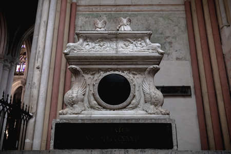 Tours, France - February 8, 2020: view of the tomb of the first two children of Charles VIII and...