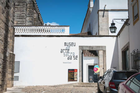 Evora, Portugal - May 5, 2018: View of the facade of the Sacred Art Museum of the Cathedral (Museu de Arte Sacra da Se) on a spring dayのeditorial素材