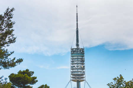 Barcelona, Spain - June 21, 2017: View of the Collserola telecommunications tower on the heights of Barcelona on a summer dayのeditorial素材