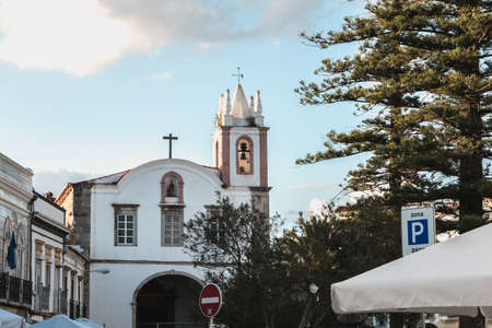 Tavira, Portugal - April 30, 2018: Architecture of the Church of Nossa Senhora da Ajuda (Our Lady of Help) in the city center on a spring dayのeditorial素材