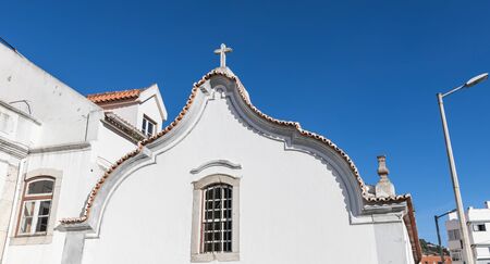 Architecture detail of the Chapel of Misericorde (Capela Da Misericordia) in the city center of Sesimbra, Portugalの写真素材