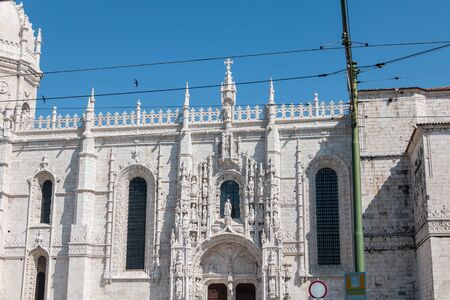 architectural detail of the holy mary church of Belem (Igreja de Santa Maria de Belem) in Lisbon, Portugalの写真素材