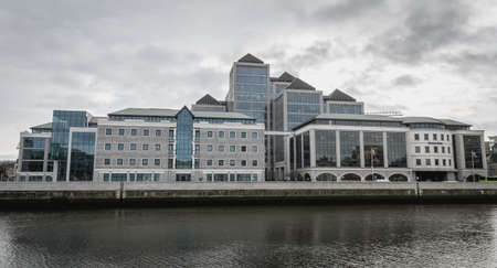 Dublin, Ireland - February 12, 2019: View of the modern building of the Irish commercial bank Ulster...