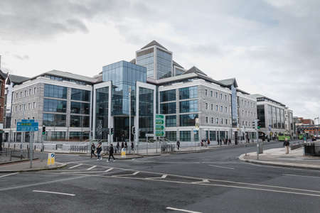 Dublin, Ireland - February 12, 2019: View of the modern building of the Irish commercial bank Ulster...