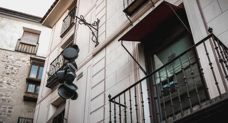 Toledo, Spain - April 27, 2018: Architecture of typical apartment building in historic city center on a spring dayのeditorial素材
