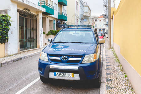 Figueira da Foz, Coimbra, Portugal - October 25, 2020: Maritime police car (Policia Maritima) parked...