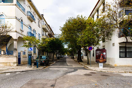 Santarem, Portugal - October 27, 2020: Architecture detail of typical house in the city center on an...