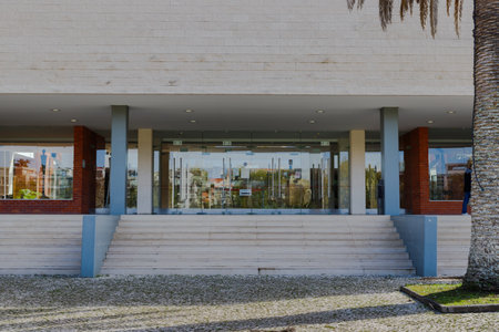 Figueira da Foz, Coimbra, Portugal: October 26, 2020: Exterior view of the CAE arts and...