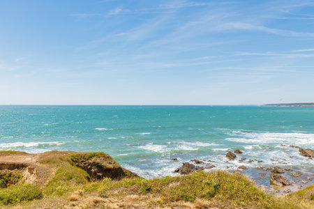 view of Pointe du Payre beach, Jard sur Mer, France on a summer day, VendÃ©e, Franceの写真素材