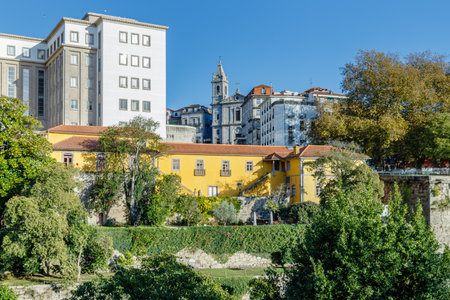 Porto, Portugal - October 23, 2020: architecture detail of typical houses in the historic city...