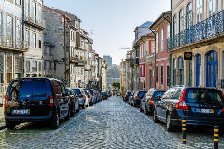 Porto, Portugal - October 23, 2020: architecture detail of typical houses in the historic city...