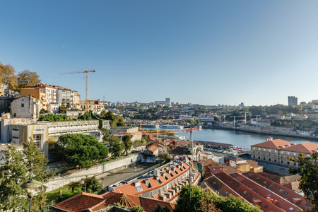 Porto, Portugal - October 23, 2020: architecture detail of typical houses in the historic city center on a fall dayのeditorial素材