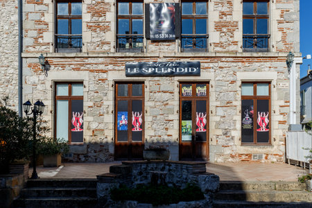 Monclar, France - October 16, 2021: facade of the performance hall and Music Hall, the Splendid in the city center on a fall dayのeditorial素材