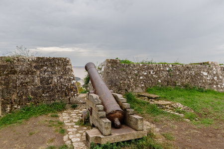 Blaye, Nouvelle-Aquitaine, France - October 31, 2022: Architecture detail of the Blaye citadel, close to the town in bad weather on an autumn dayのeditorial素材