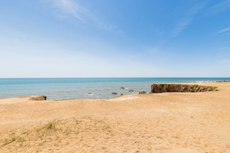 View of La Mine beach in Jard sur Mer, France on a summer day, VendÃ©e, Franceの写真素材
