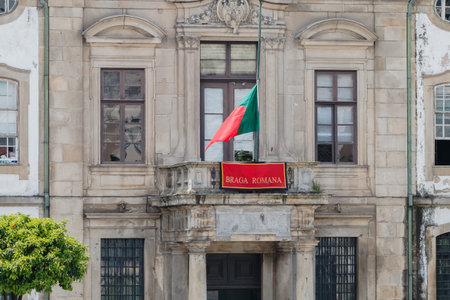 Braga, Portugal - May 23, 2018: Municipality of Braga in the historic city center on a spring dayのeditorial素材