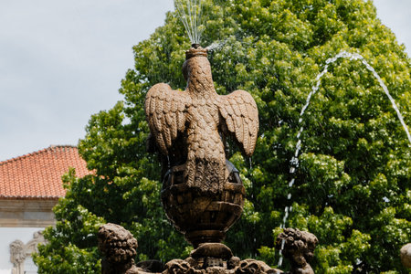 Braga, Portugal - May 23, 2018: Detail of the public square in Braga on a spring day.のeditorial素材