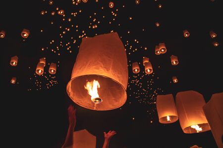 Yee Peng Festival in Chiang Mai, Thailandの写真素材
