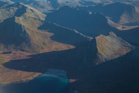 Views of Lofoten from the plane, in Norwayの写真素材