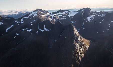 Views of Lofoten from the plane, in Norwayの写真素材