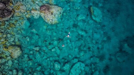 Views of Martinique beach and mountain from above, in the caribbean islandsの写真素材