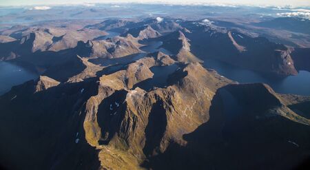 Views of Lofoten from the plane, in Norwayの写真素材