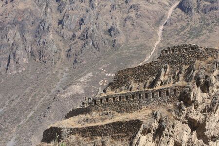 Views of the Pisac ruins in Peruの写真素材