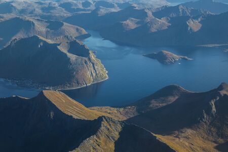 Views of Lofoten from the plane, in Norway