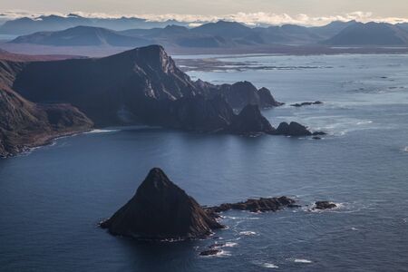 Views of Lofoten from the plane, in Norwayの写真素材