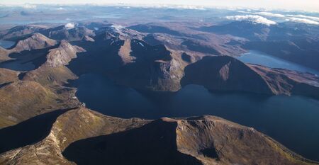 Views of Lofoten from the plane, in Norwayの写真素材