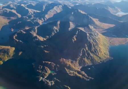 Views of Lofoten from the plane, in Norwayの写真素材