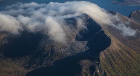 Views of Lofoten from the plane, in Norwayの写真素材